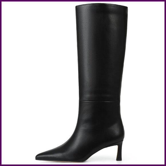 Knee High Boots Wide Calf Kitten Heel Leather Size 10